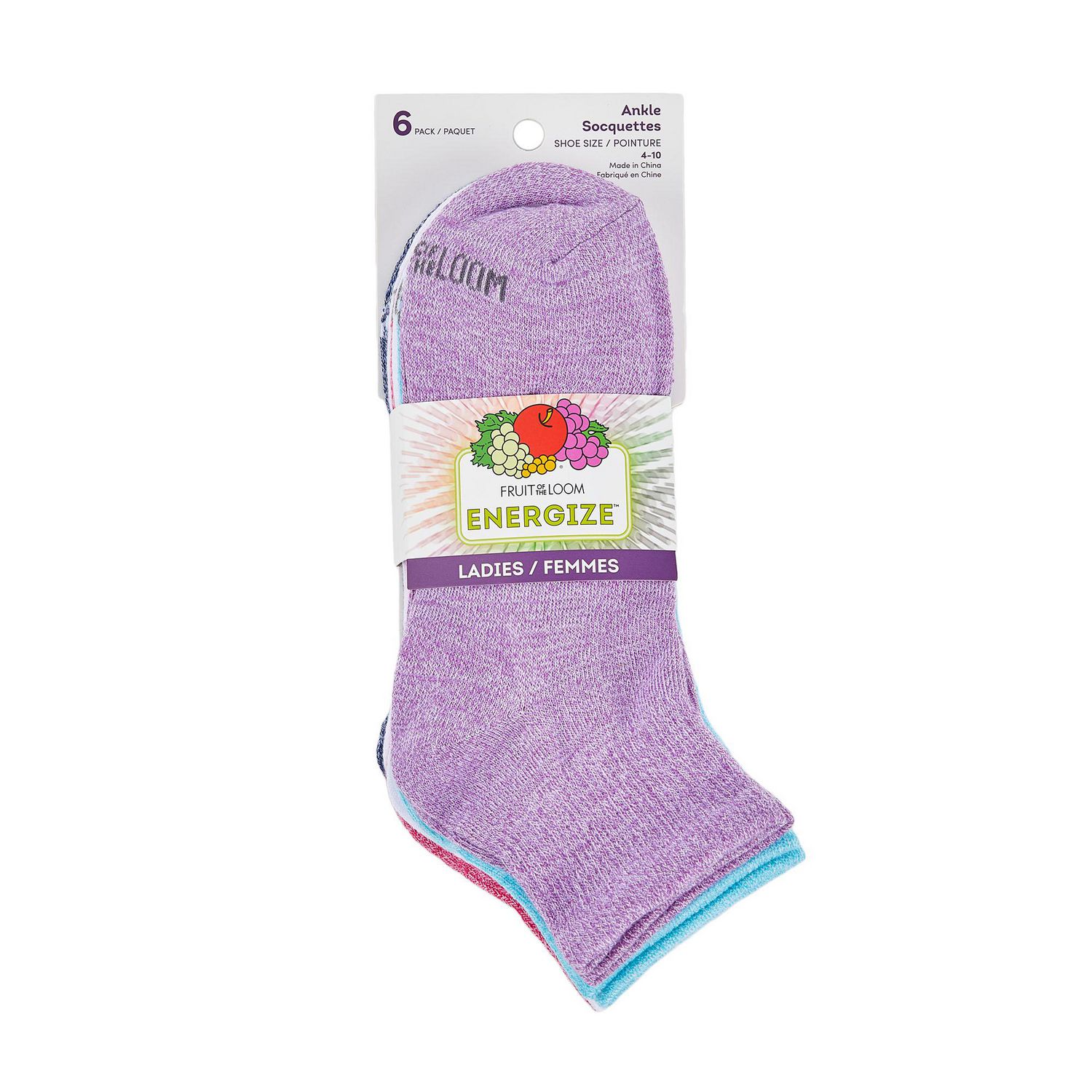 Fruit of the Loom Chaussettes cheville pour femmes paquet de 6. Confort extensible pour tous les jours