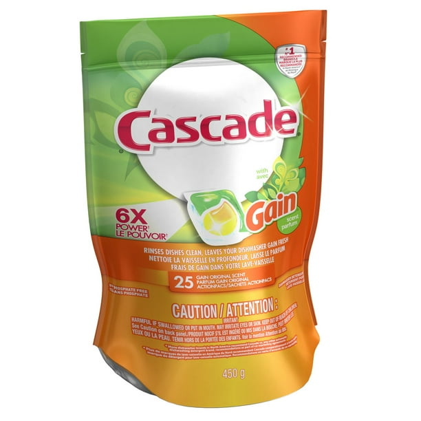 Détergent pour lave-vaisselle en sachet Cascade ActionPacs, Parfum Gain