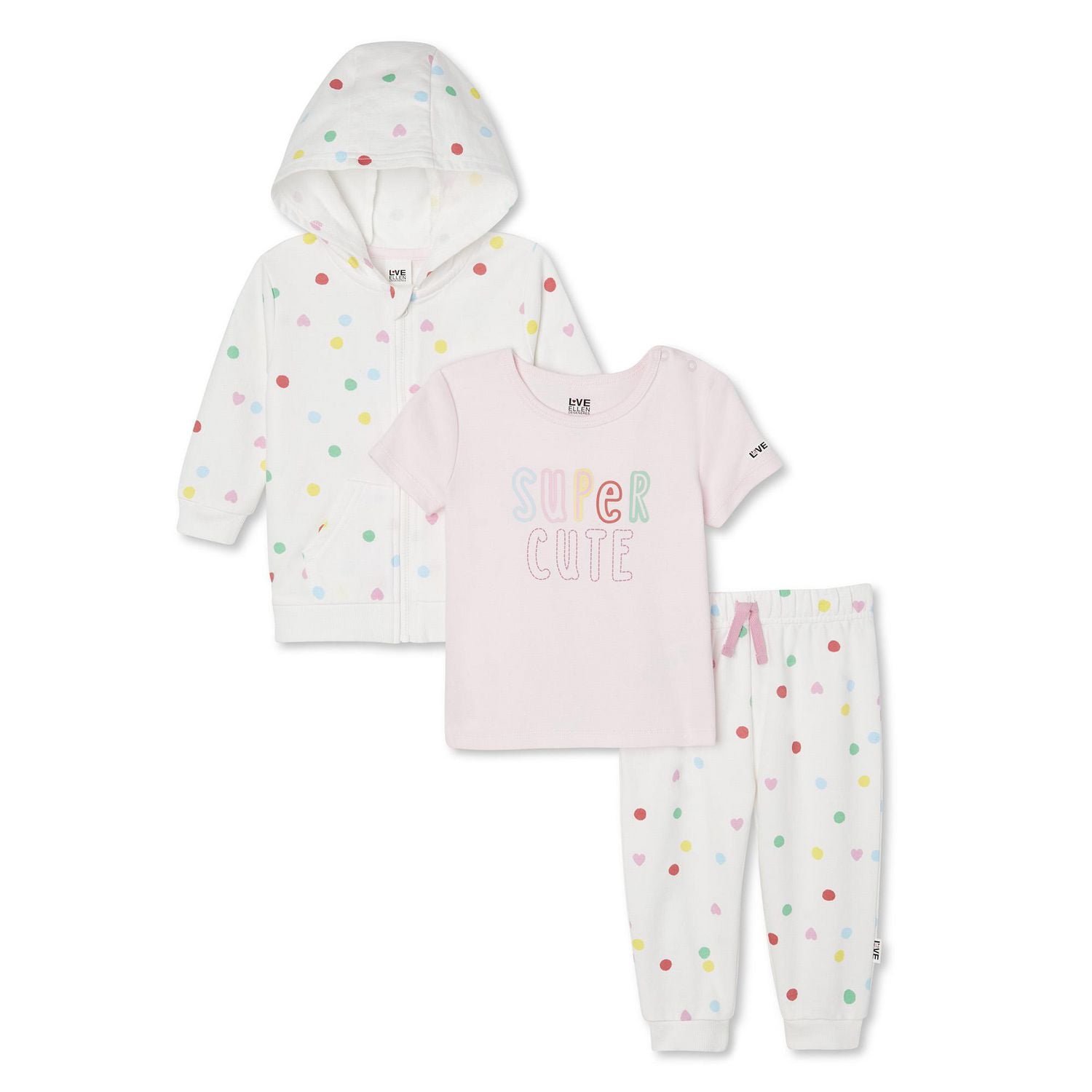 LOVE Ellen DeGeneres Baby Girls' Hoodie 3-Piece Set