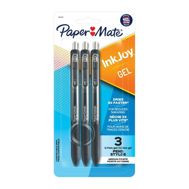 Assorties de stylos à encre gel InkJoyMD de Paper MateMD pointe moyenne en  paquet de 6