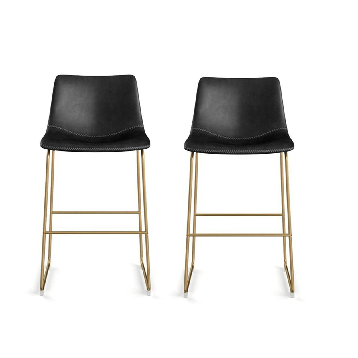 Heavenly Collection PU Black Stool, Counter PU Stool in Black, Modern ...