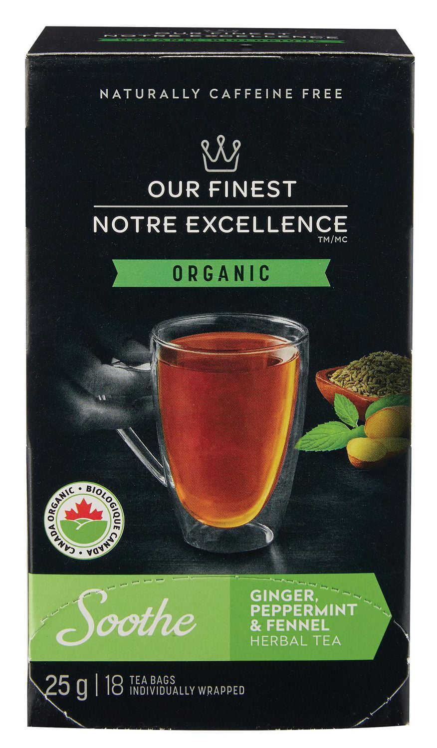 Our Finest Organic Soothe Ginger Peppermint and Fennel Herbal Tea