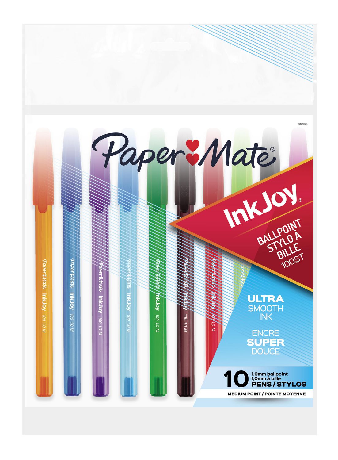 Paper Mate stylo gel InkJoy , pointe moyenne , couleurs assorties , lot de  14