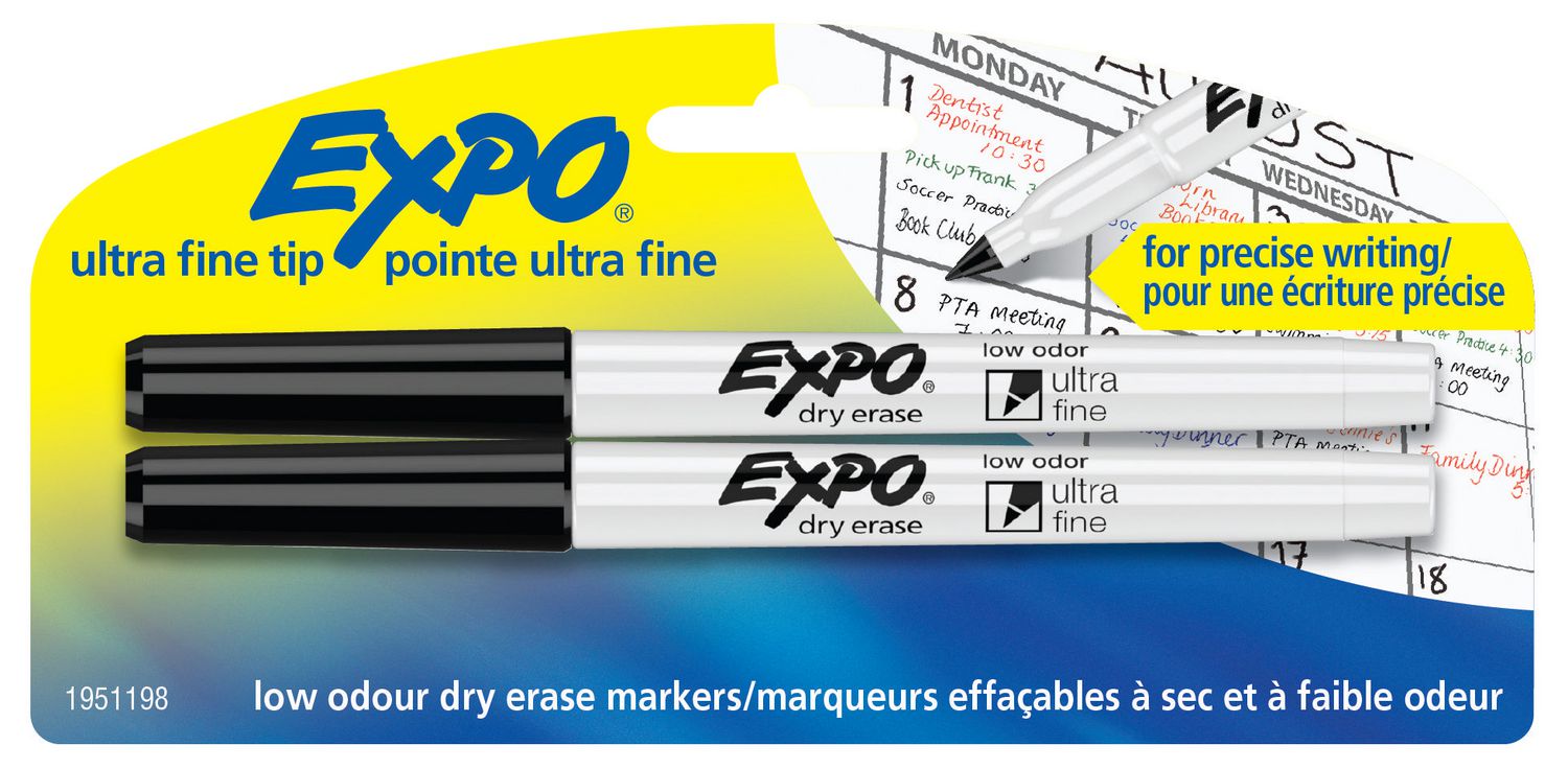 Low　Erase　Tip,　Markers,　Black,　Walmart　Fine　Odour,　Ultra　Count　Canada　Expo　Dry