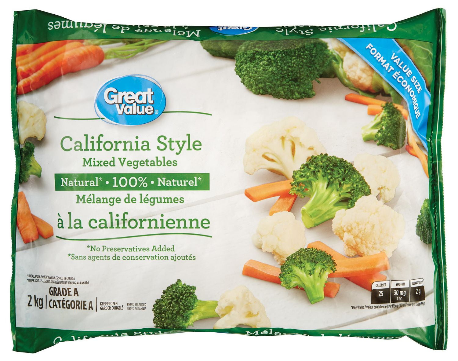 Great Value Natural California Style Mixed Vegetables Walmart Canada