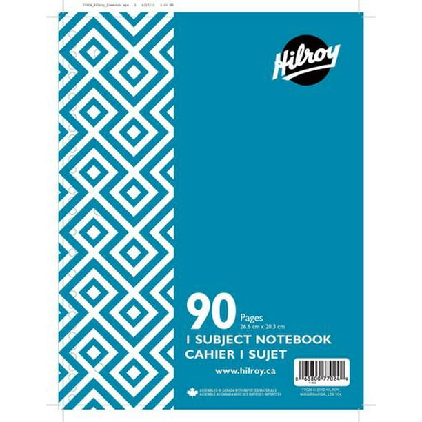 Cahier spirale mode, 10-1/2 po x 8 po, 90 pages