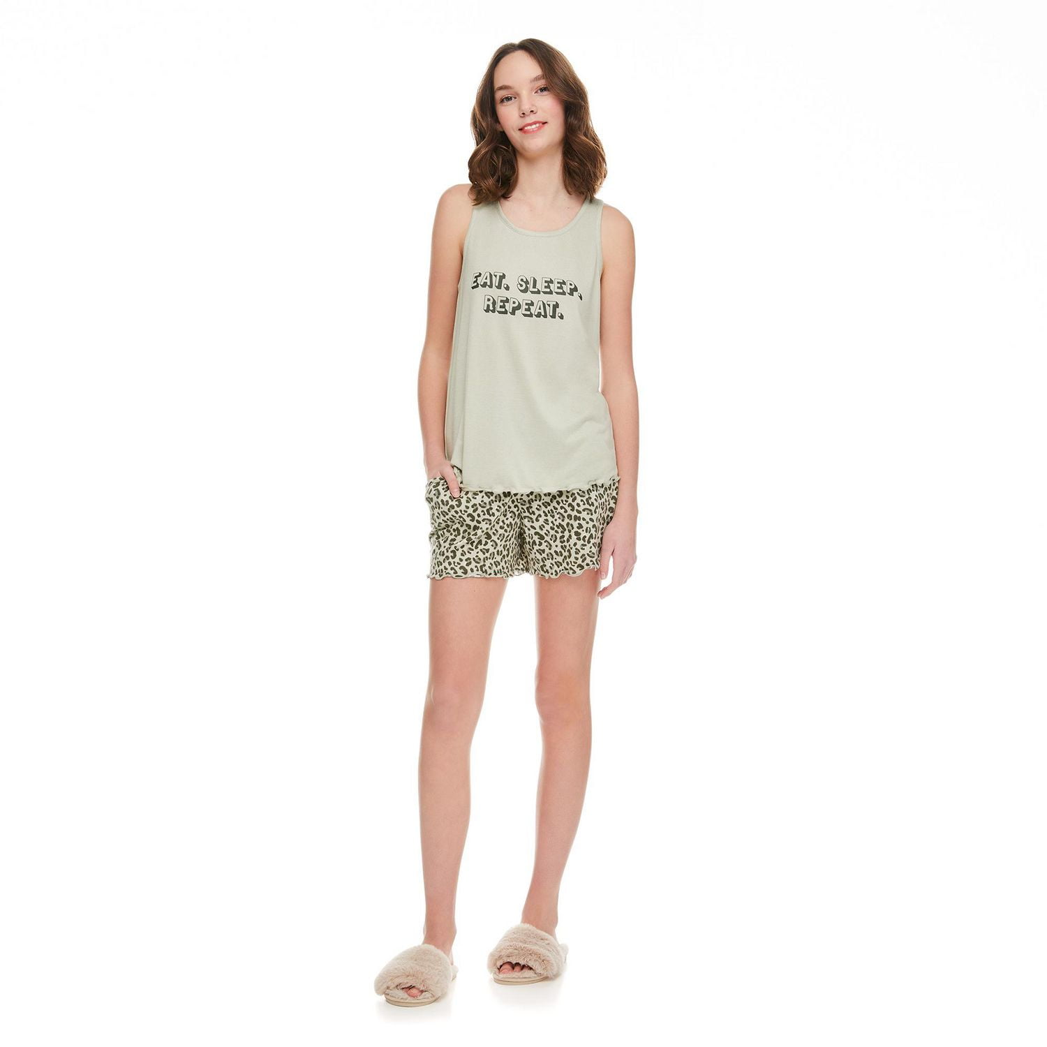 No Boundaries Women's Lettuce Edge Tank and Short 2-Piece Set