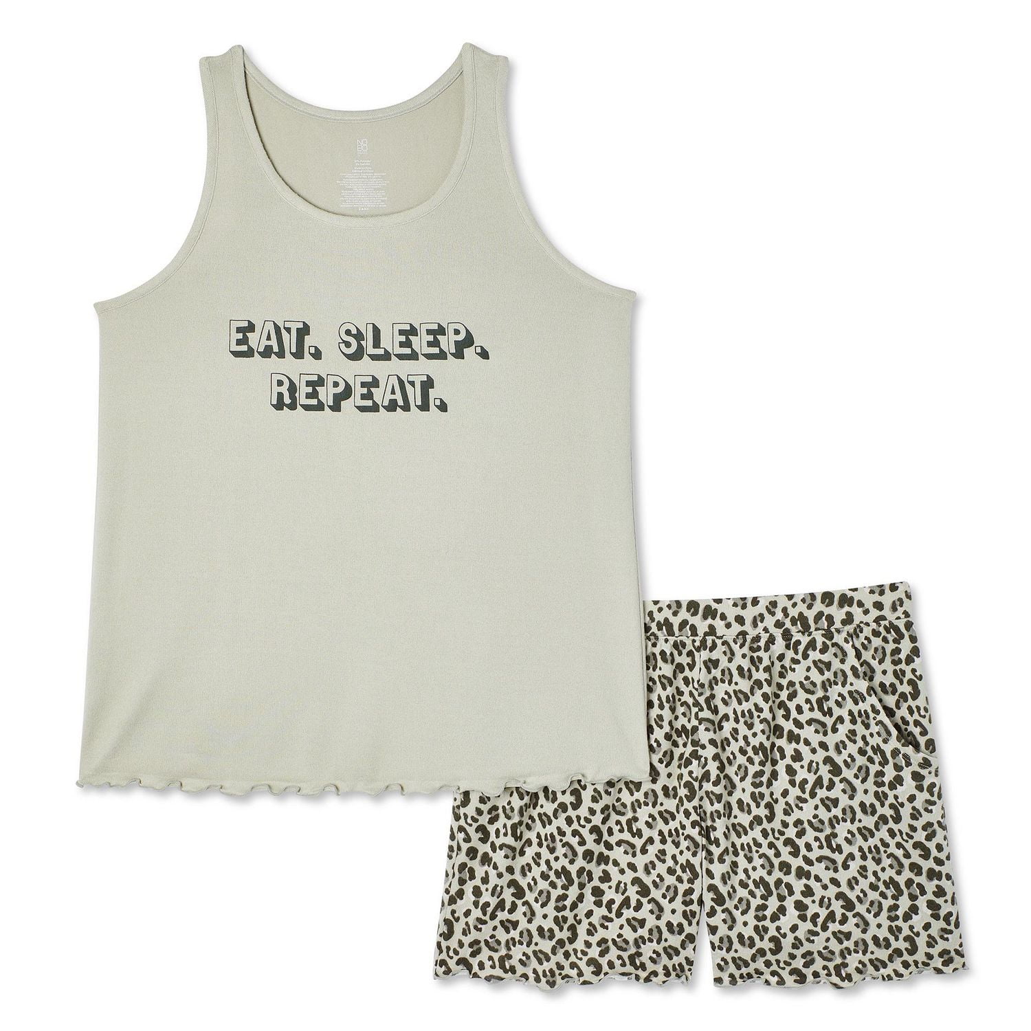 No Boundaries Women's Lettuce Edge Tank and Short 2-Piece Set