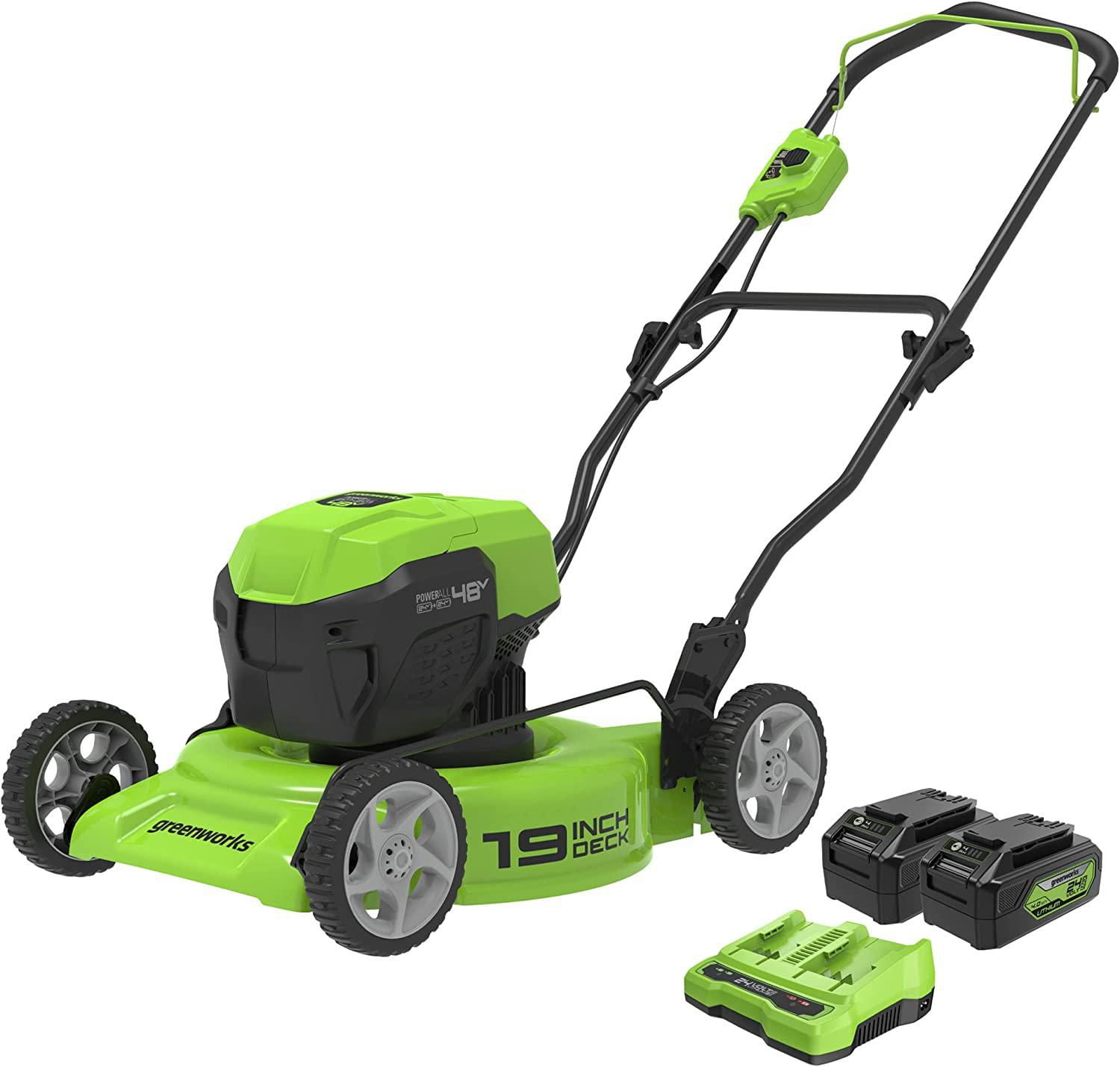 Greenworks 48V 19 Cordless Lawn Mower 2 24V 4Ah Batteries Charger Included