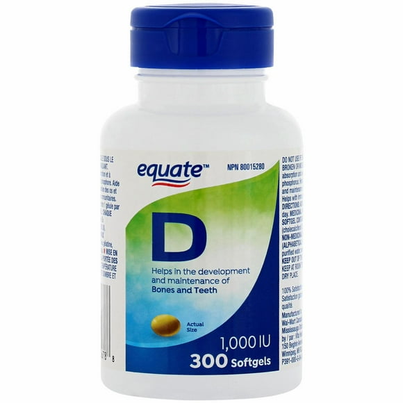 Equate Vitamin D 1000 IU, Vitamin D 1000 IU<br>300 Softgels