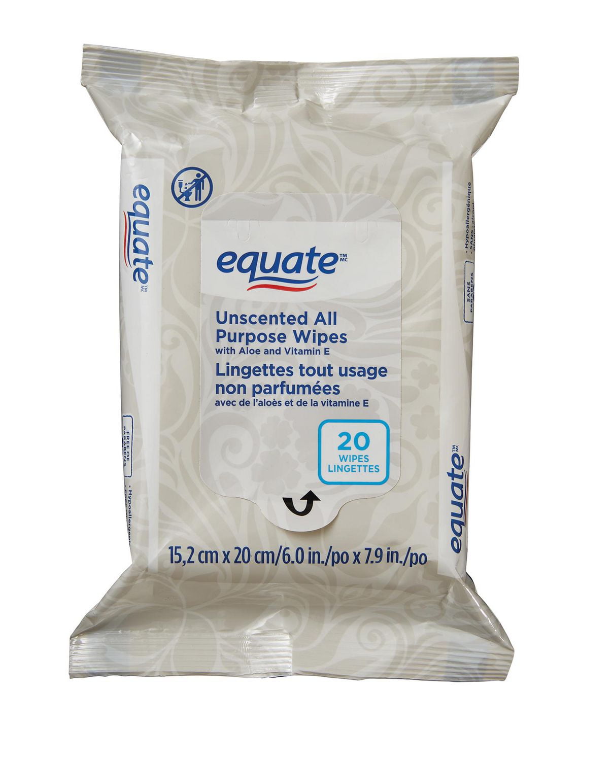 Equate Unscented All Purpose Wipes, 20 Wipes