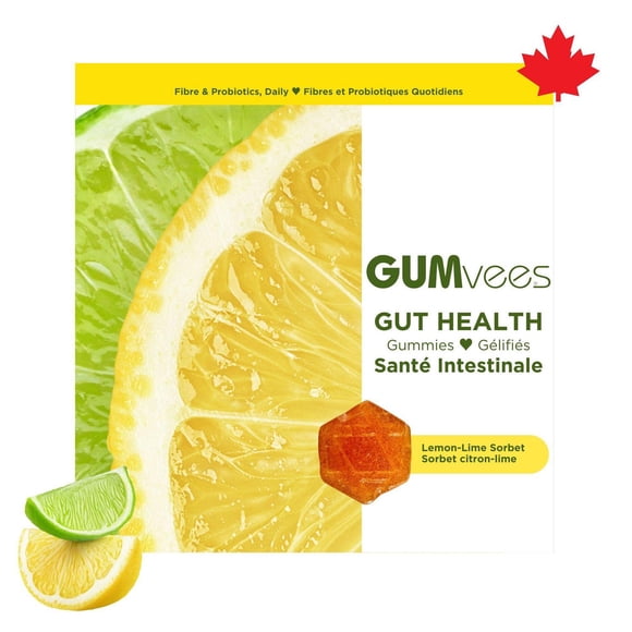 GUMvees Gut Health Gummies, A Very High Source of Fibre with Probiotics and Magnesium, Natural Flavours, Made in Canada