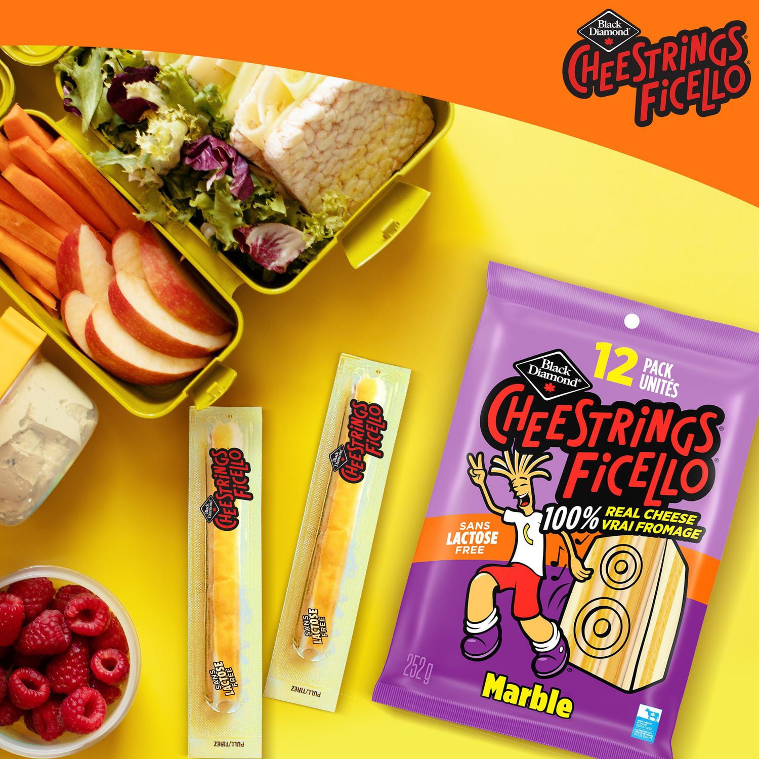 Black Diamond Ficello Fromage Sans Lactose Marbré 12 unités, 252g