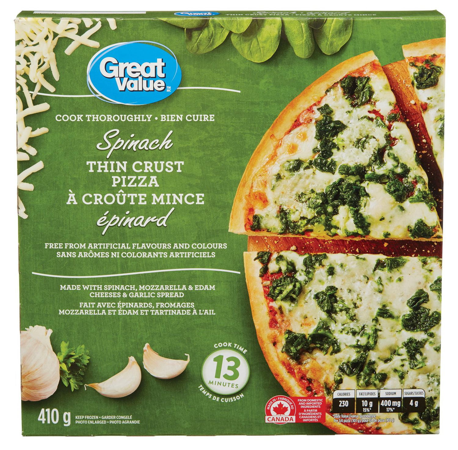Great Value Spinach Thin Crust Pizza Walmart Canada