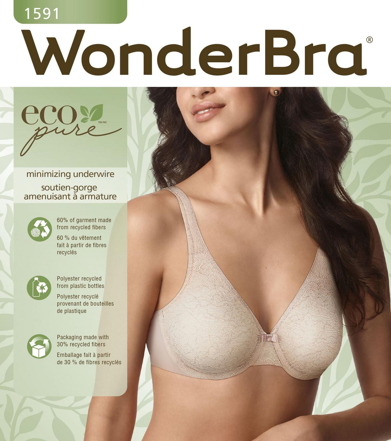WonderBra Eco Pure Lace Minimizer Underwire Bra, Size 36B - 40DD
