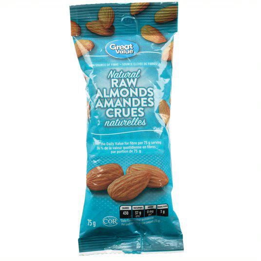 Great Value Natural Raw Almonds, 75 g