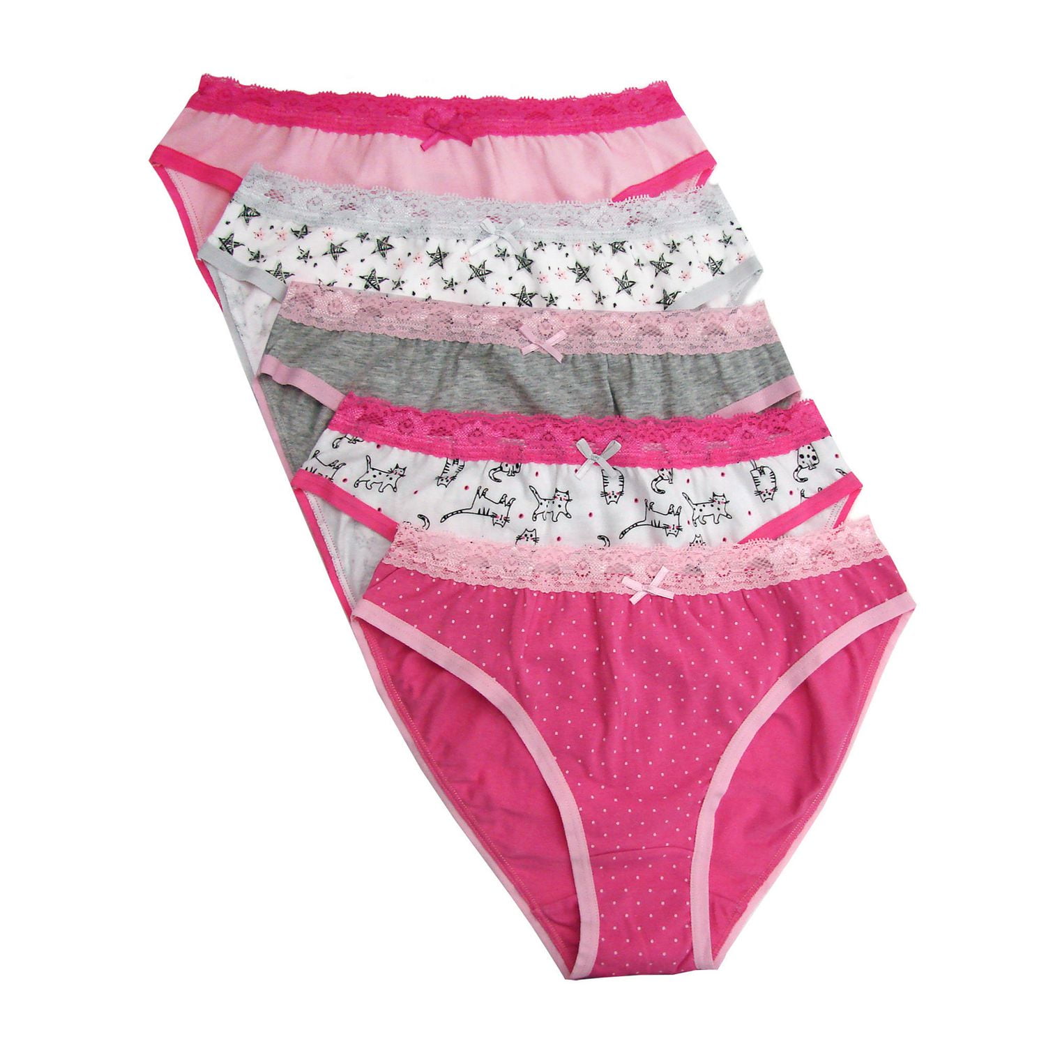 Women's Girls 5-Pack Printed Cotton Spandex Bikini Underwear, Underwear