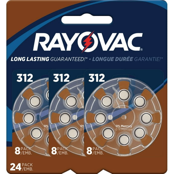 Paquet de 16 piles Rayovac d'appareil auditif format 312