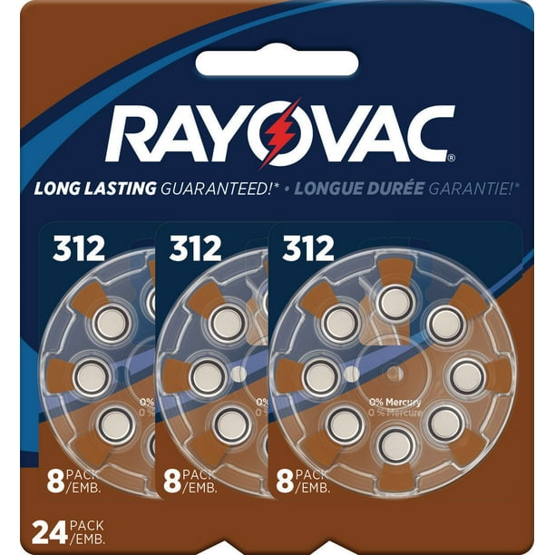 Paquet de 16 piles Rayovac d'appareil auditif format 312 ROV HAB #312 - 16 pack