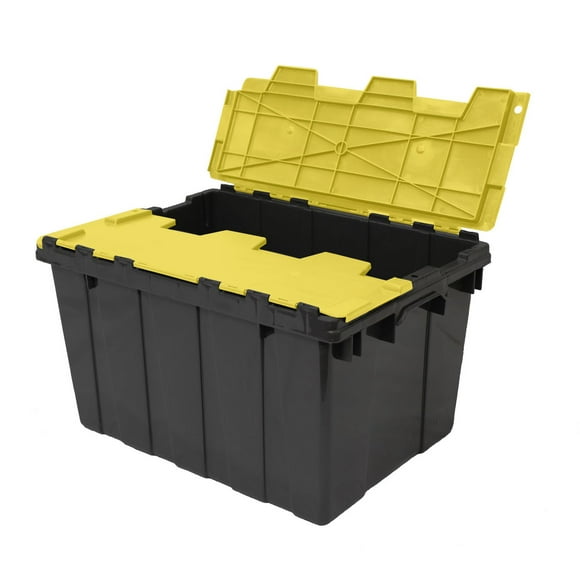 Bac à couvercle rabattable RAMTUFF Noir et jaune 45L Bac - GSC avec couvercle à rabats 45L/12gal