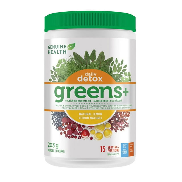 Genuine Health Greens+ Detox Superfood Greens Powder – Natural Lemon flavour