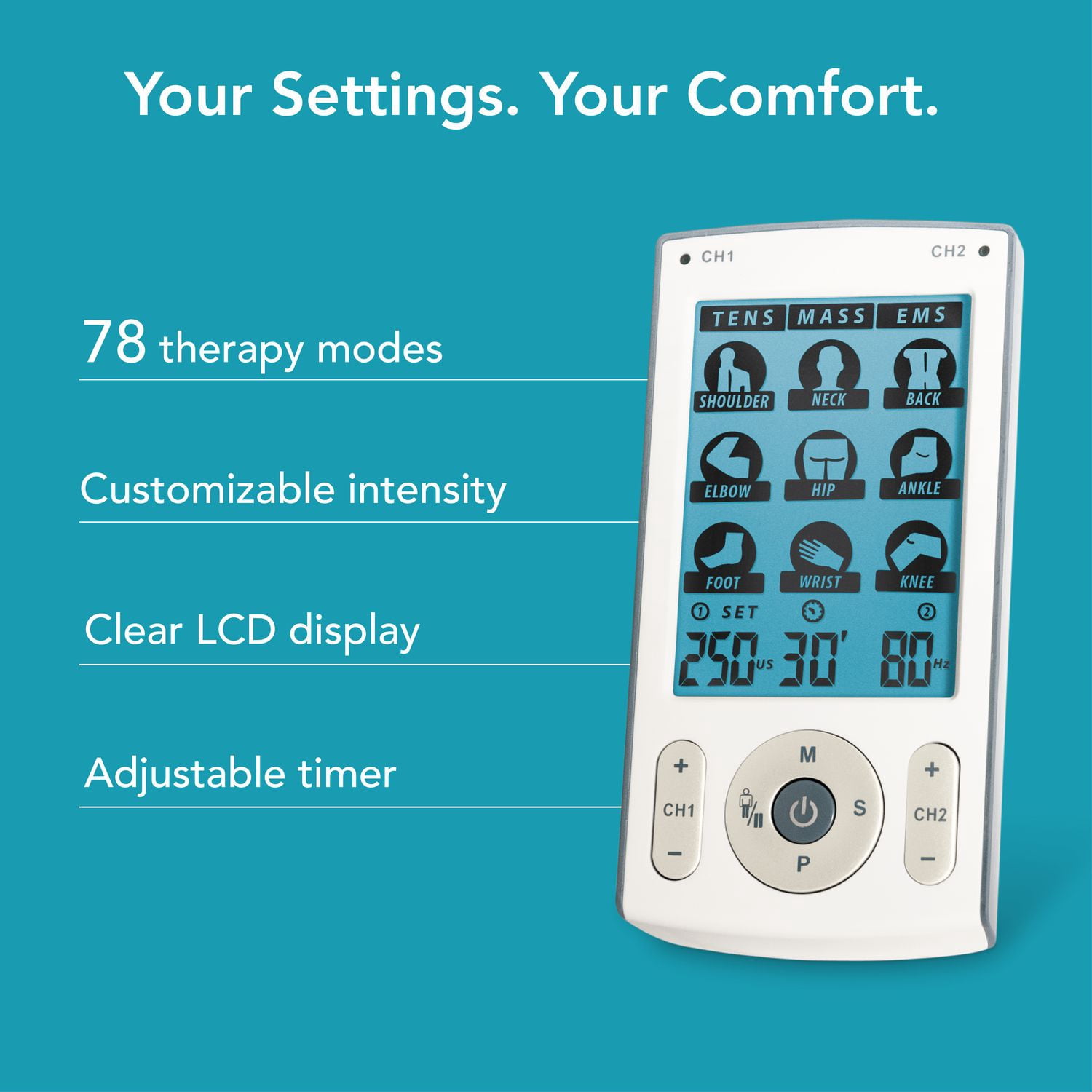 ProActive Thera3+ TENS EMS Unit – 3-in-1 Muscle Stimulator for