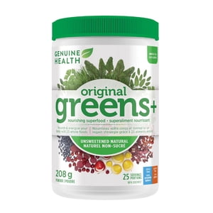 Genuine Health Original Greens+ Superfood Greens Powder unsweetened natural flavour 25 servings, 208gr