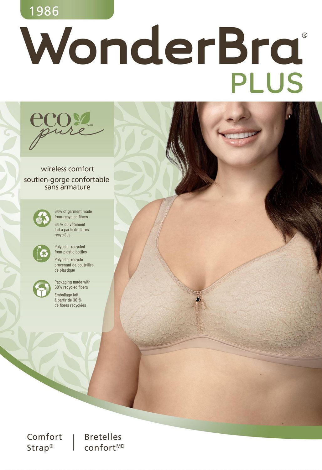WonderBra Eco-Lace Soutien-Gorge Sans Armature Avec Bretelles Confortables Eco