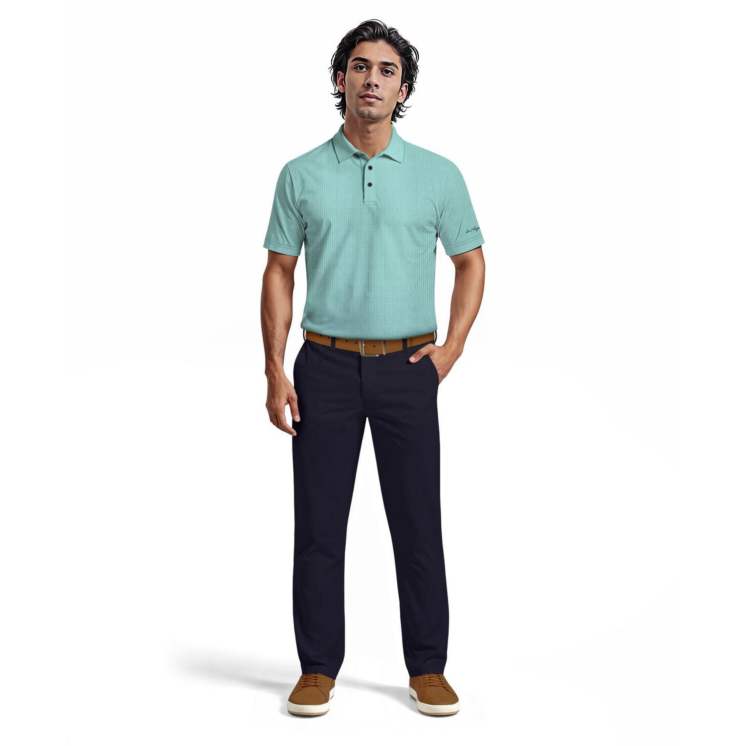 Ben Hogan Performance Men's Diamond Jacquard Short Sleeve Golf Polo Shirt
