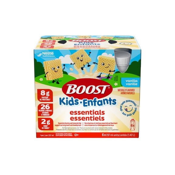 BOOST Kids Essentials Vanilla, Kids 4-12, 8g Protein, 2g Fibre, Vitamins & Minerals