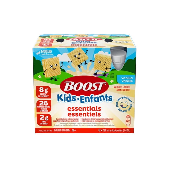 BOOST Kids Essentials Vanilla, Kids 4-12, 8g Protein, 2g Fibre, Vitamins & Minerals
