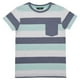 T-shirt à rayures gris et vert menthe George British Design pour garçons – image 1 sur 3