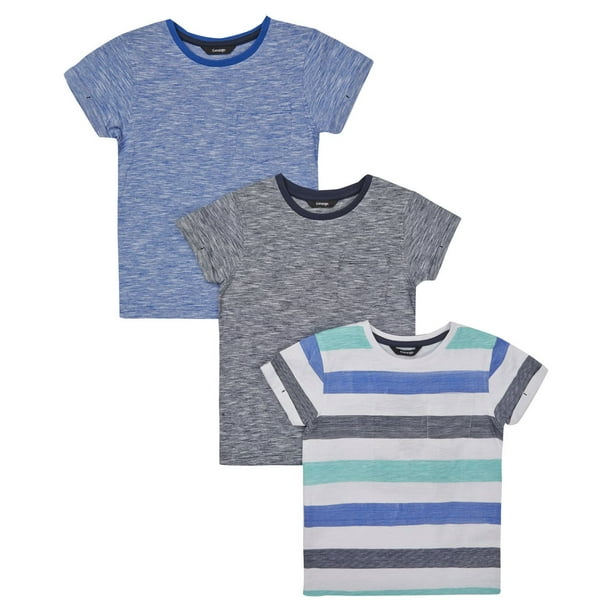 Paq. de 3 t-shirts à rayures et à couleur unie George British Design pour garçon.