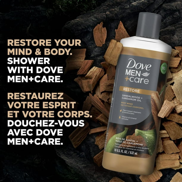 Dove Men+Care Restore Sandalwood & Cardamom Oil Body Wash, 532 mL Body Wash  