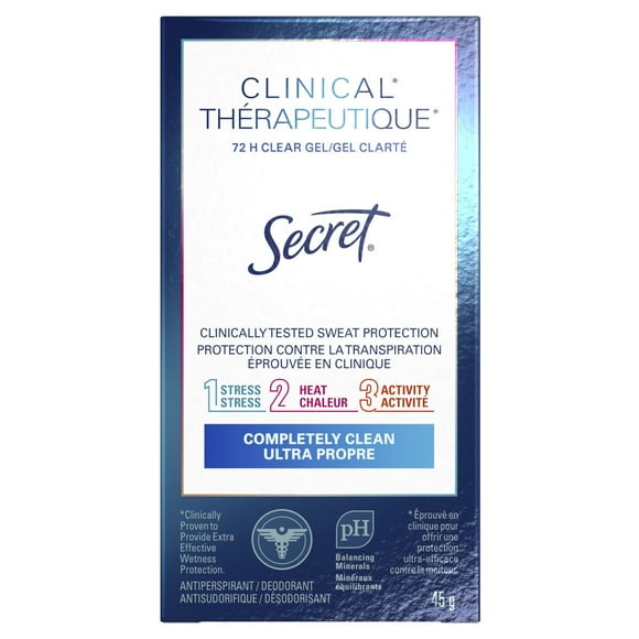 Secret Clinical Strength Clear Gel Antiperspirant and Deodorant, Completely Clean, 45 g