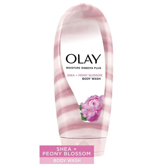 Olay Moisture Ribbons Plus Shea + Notes of Peony Blossom Body Wash, 532 mL