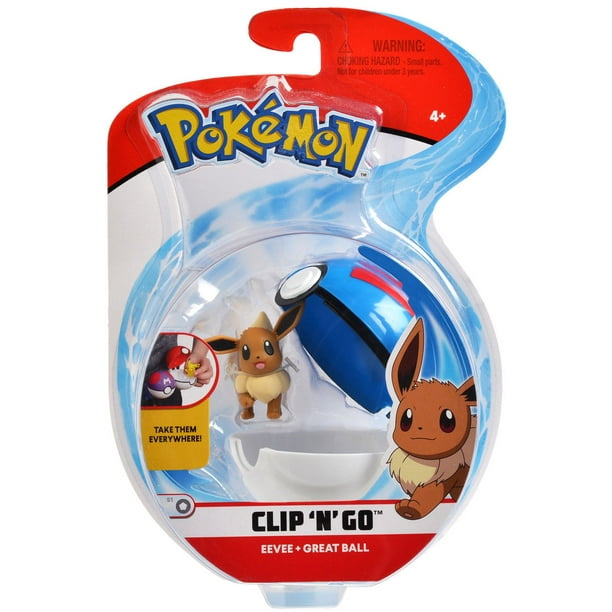 Clip ‘N’ Go Poké Ball de Pokémon avec figurine Evee de 5 cm (2 po)