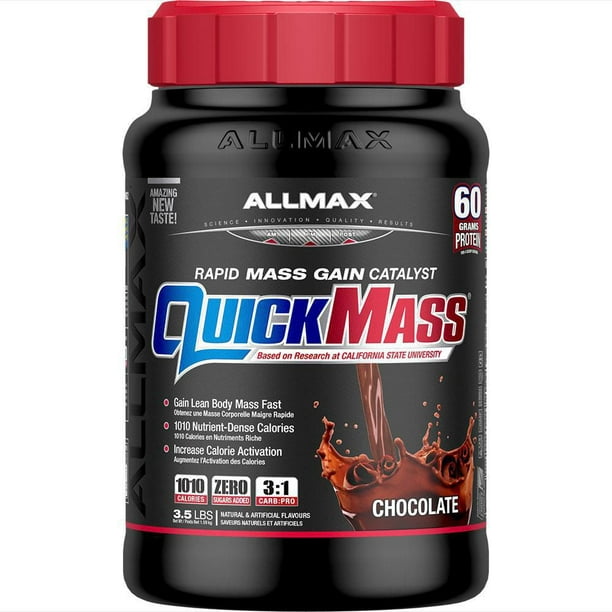 Allmax Quickmass Supplément de poudre de gain de poids au chocola Gain de poids / repas 3.5lb