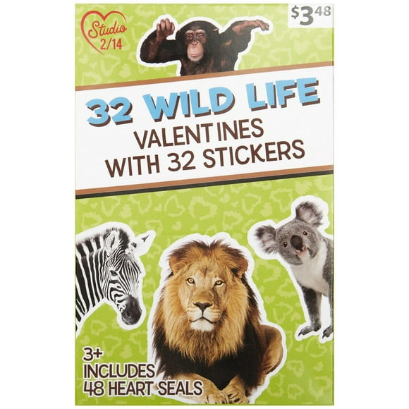 Cartes de la Saint-Valentin de la faune, 32 cartes, cartes d'échange en classe