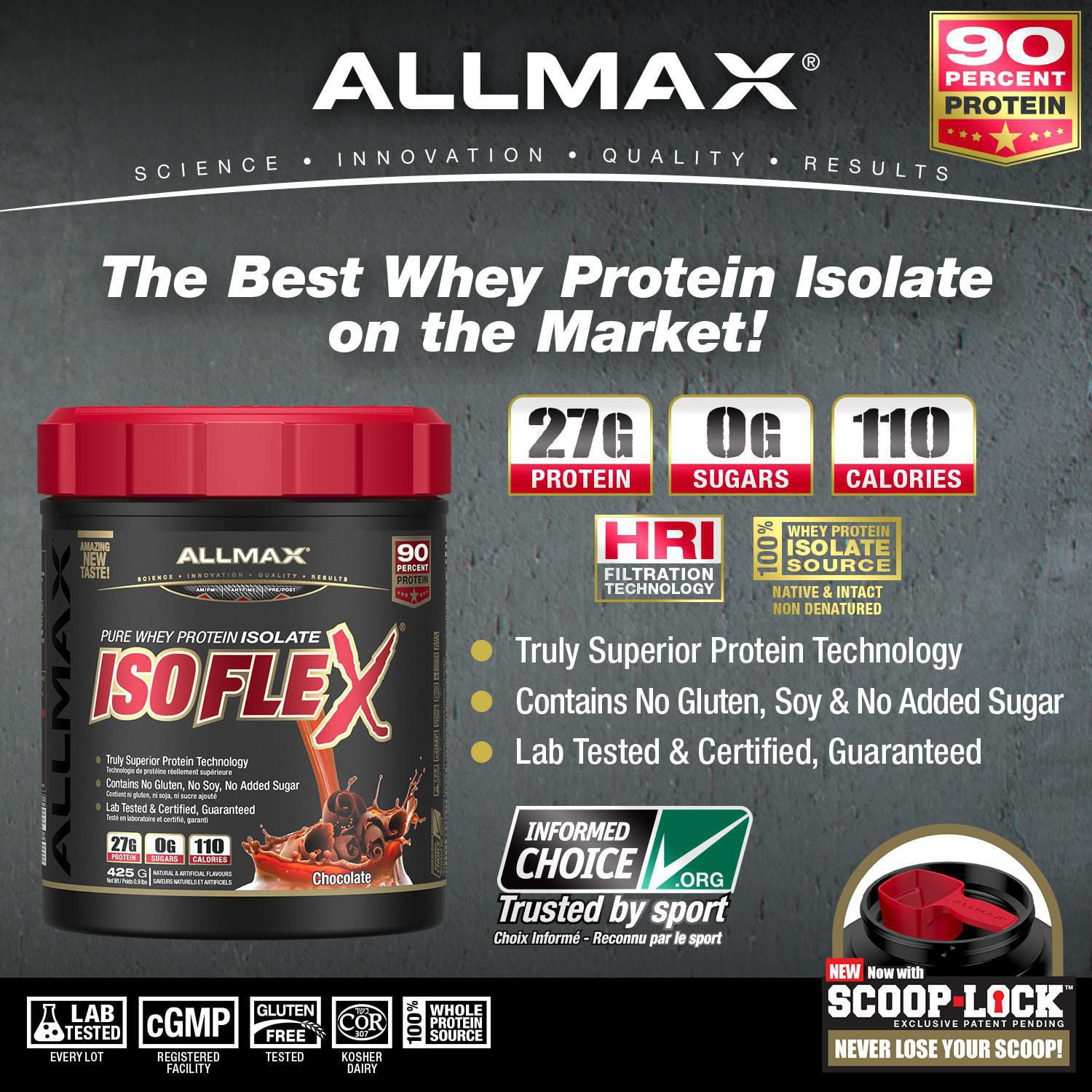 Allmax ISOFLEX Pure Whey Protein Isolate Chocolate Powder