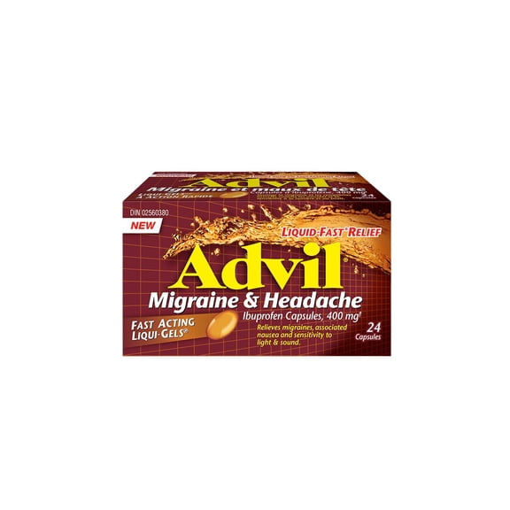Advil Migraine & Headache, Ibuprofen capsules, 400mg, 24 Count