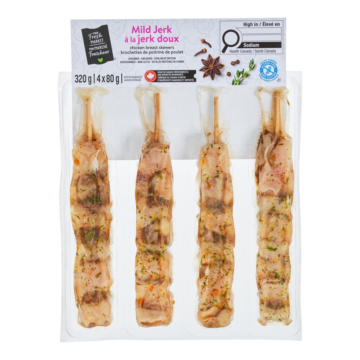 Your Fresh Market Mild Jerk Chicken Breast Skewers