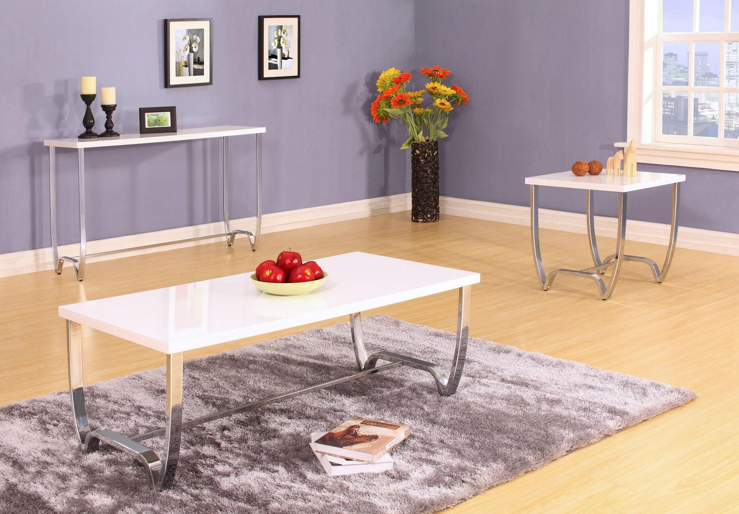 Topline Home Furnishings White Lacquer End Table Walmart Canada