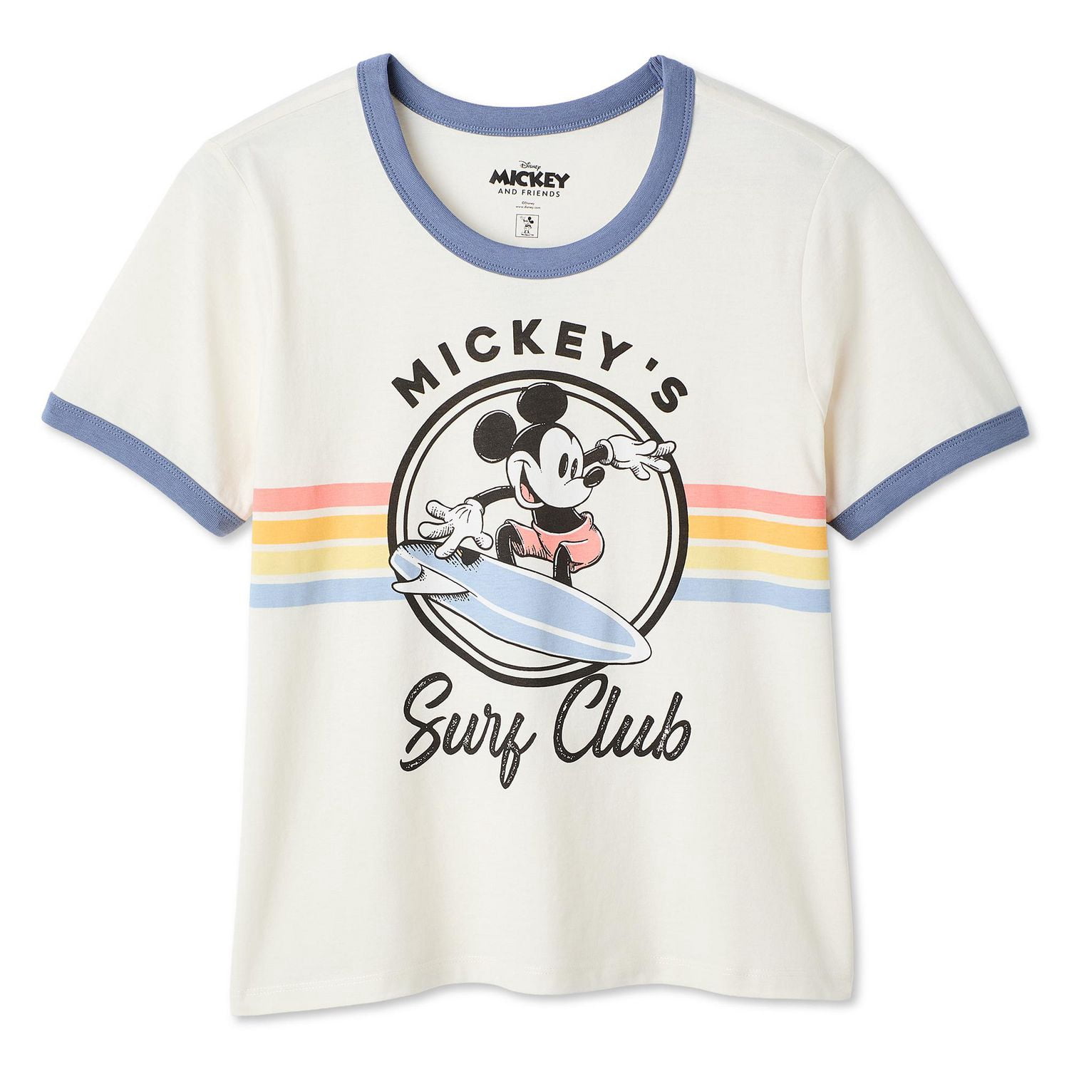 T-shirt à bordures contrastantes Mickey et ses amis Disney pour femmes