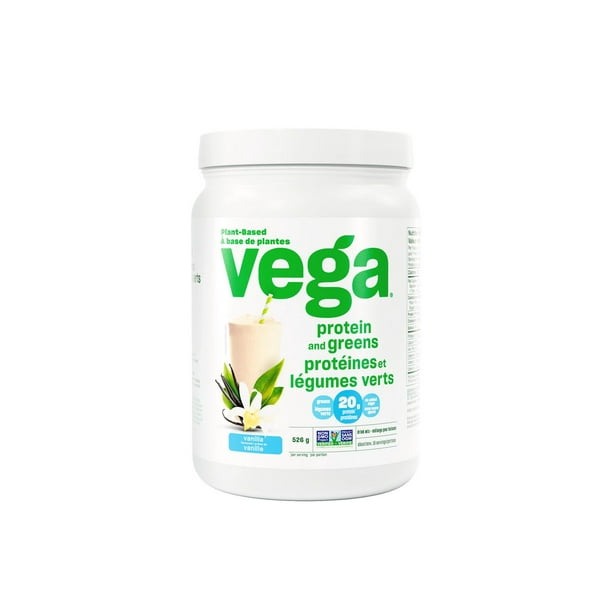 Poudre à la vanille sans gluten Protéines et légumes verts de Vega 18 Portions, 526g