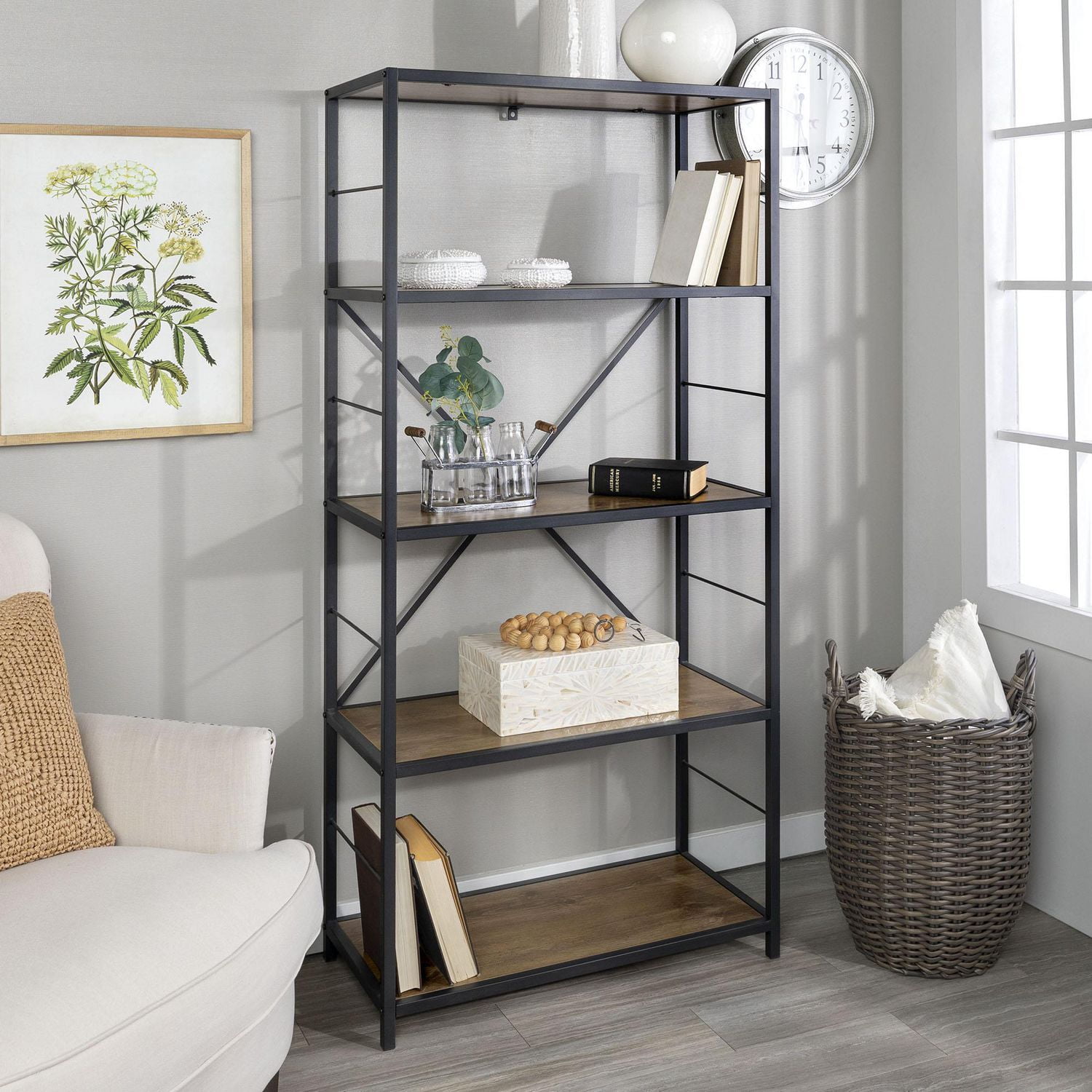 HOMISSUE Double Wide 7-Tier Bookshelf,Industrial Bookcases With Metal ...