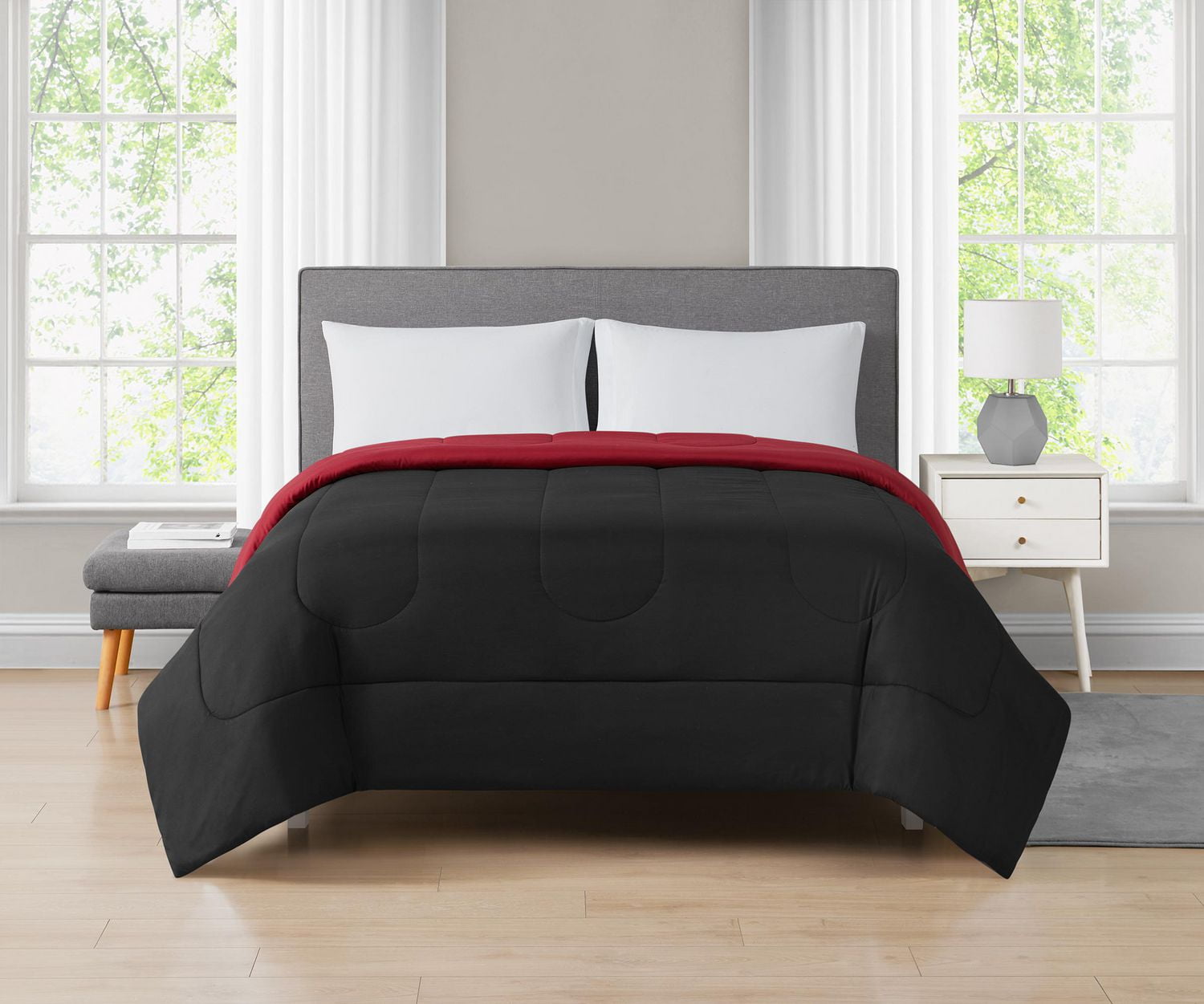 Mainstays Solid Reversible Microfiber Comforter 1 piece Available in Twin Double Queen Walmart