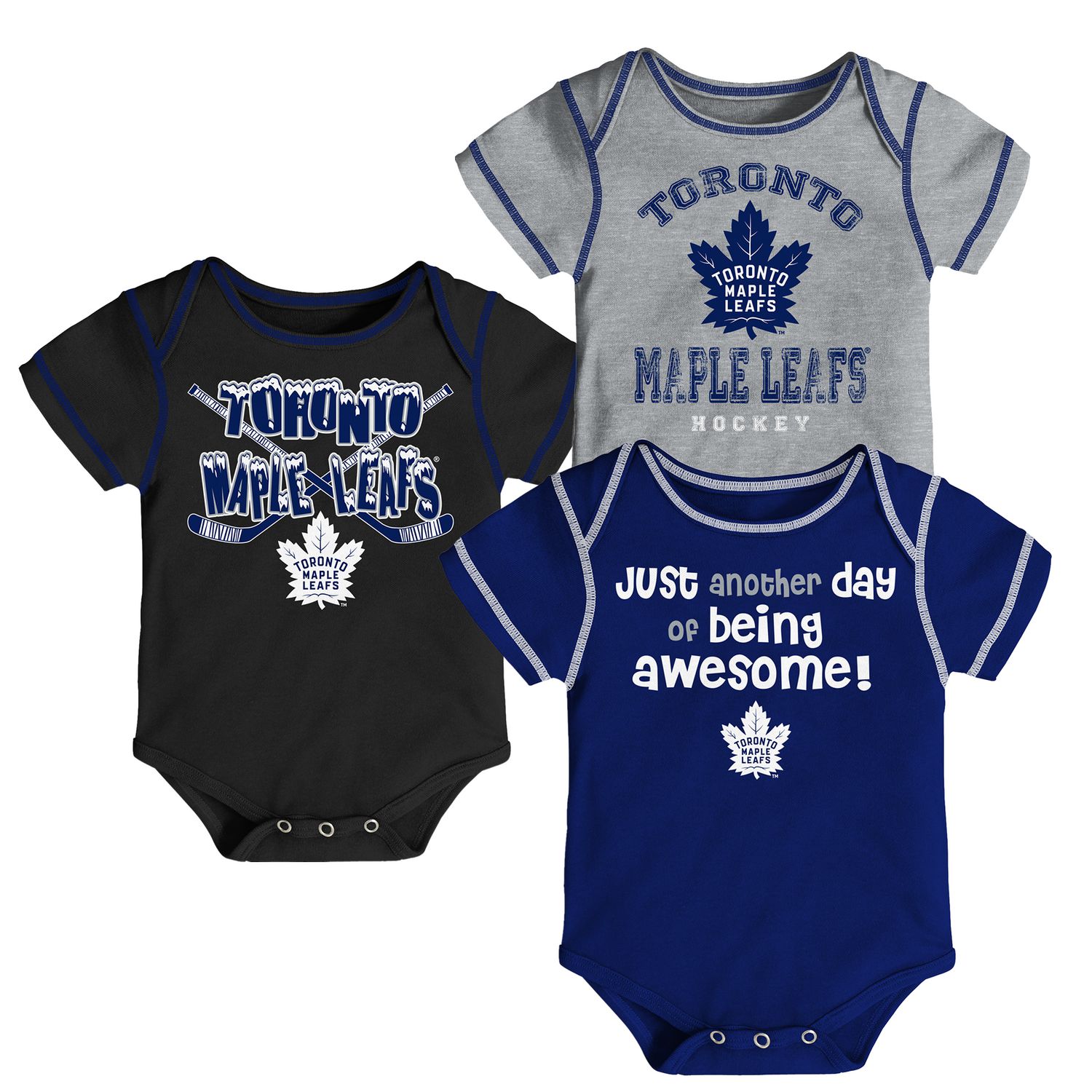 Outerstuff Newborn and Infant Boys Girls White, Blue Toronto Maple Leafs  Dream Team Hat Pants Bodysuit Set