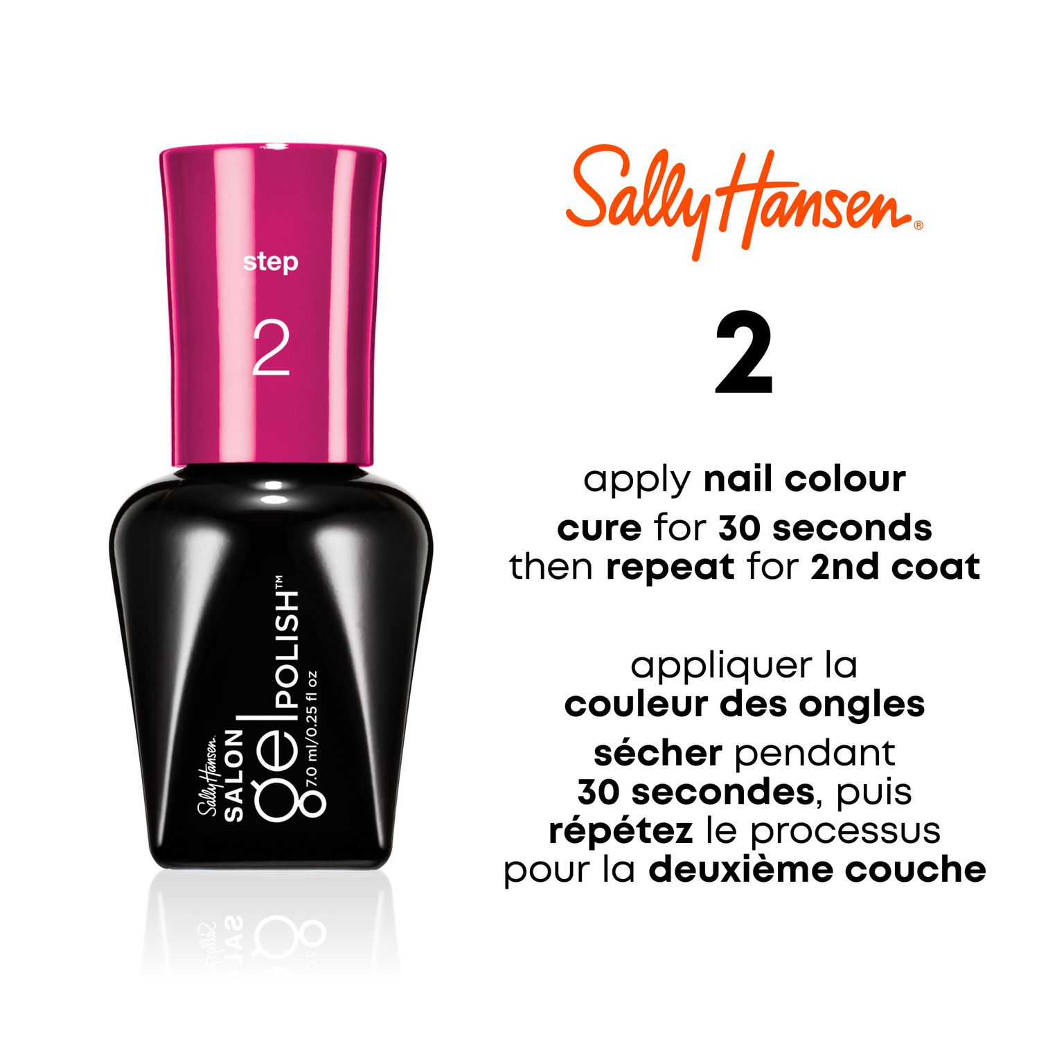 Sally Hansen Salon Gel Polish Top Coat Salon results in 3 steps vibrant color chip resistant up to two weeks of beautiful wear At home gel mani