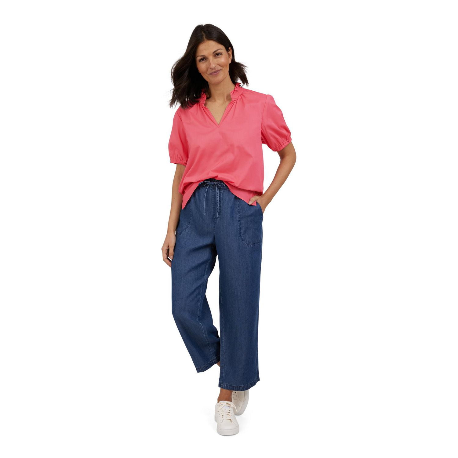 CHAPS RUFFLE BLOUSE, BLOUSE